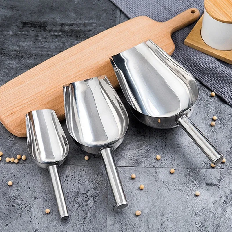 1PC Candy et Ice Stainless Scoops BBQ Tongs Flour Ice Scoops Shovel et Bar Tools Wedding Bar Party Kitchen Accessories