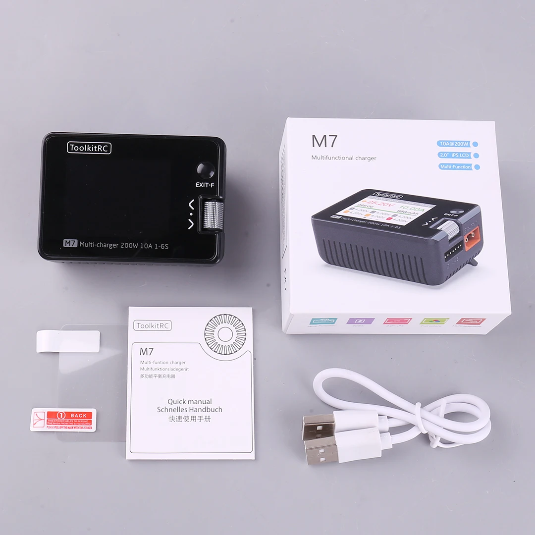 ToolkitRC 전압 서보 검사기 ESC 테스터, 1-6S Lipo 배터리용 방전기, M7 200W 10A DC 밸런스 충전기, LCD IPS 리시버