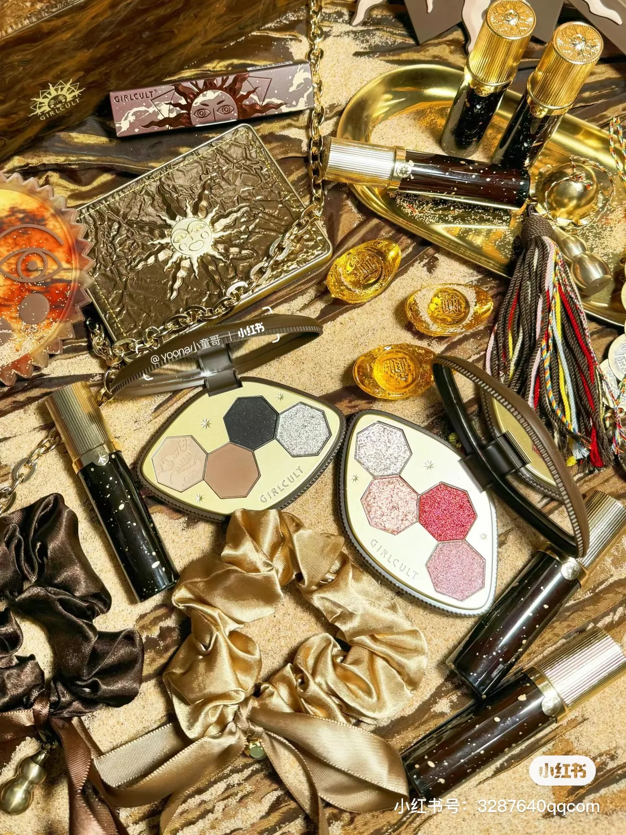 Girlcult Gold Digger all in Gift Set Lip Gloss Eyeshadow Face Contouring comprehensive tray Mirror 3