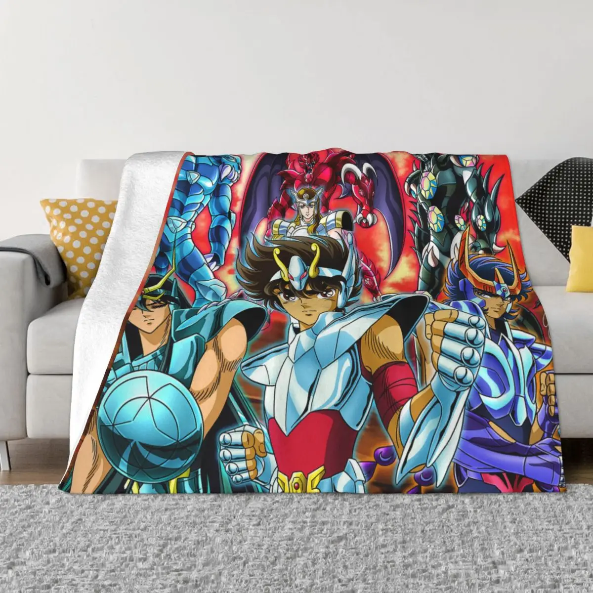 

Saint Seiya Shun Manga Blankets Coral Fleece Plush Decoration Bedroom Bedding Couch Bedspread