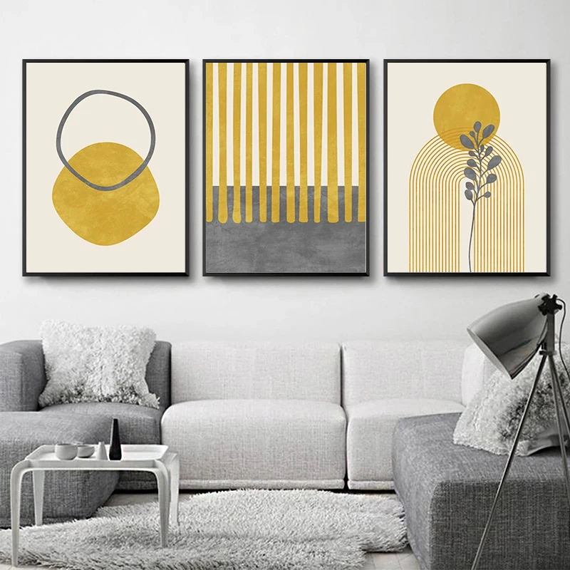 3 pezzi di arte astratta moderna su tela ptura arancione blu blocco di colore linea dorata poster soggiorno poster stampe decorazione della parete  15
