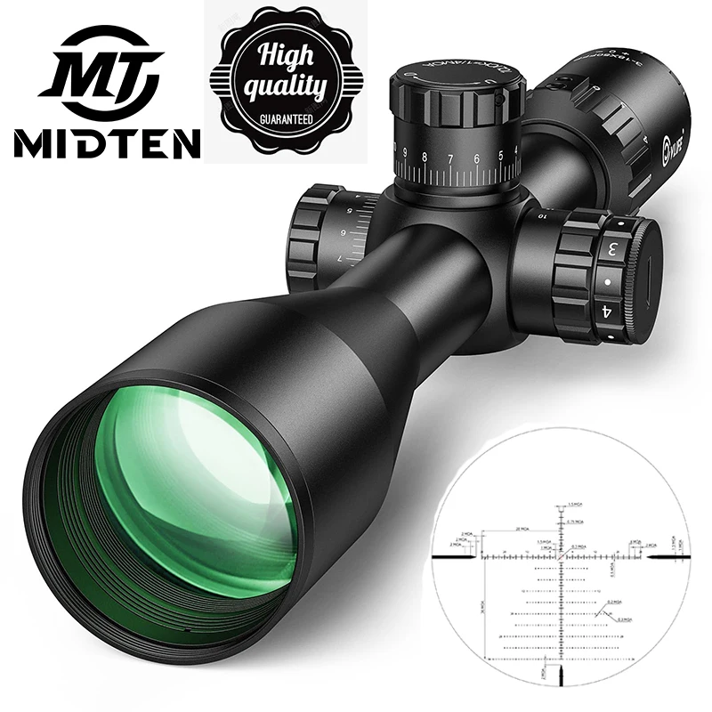 MIDTEN BearPower FFP Scope First Focal Plane with MOA Illuminated Reticle Zero Stop Zero Reset Parallax Adjustment 30mm Tube