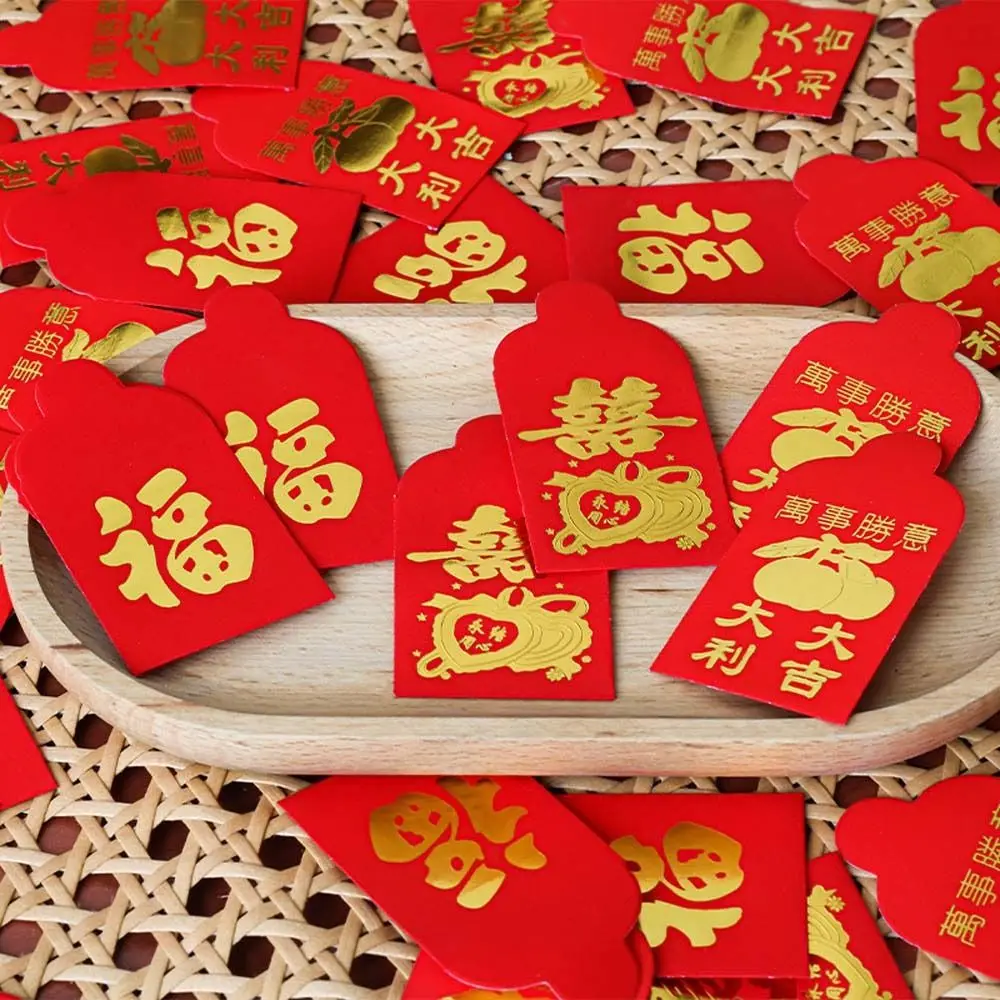 

25Pcs/set Spring Festival Supplies Chinese Coin Red Envelope Blessing Pockets The Year of Dragon Red Packets