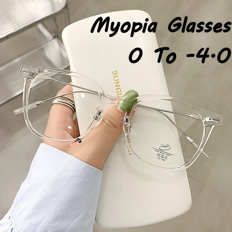 

Anti Blue Light Blocking Myopia Glasses Fashion Trend Men Women Near-sighted Eyewear Prescription Eyeglasses Diopter 0 To -4.0
