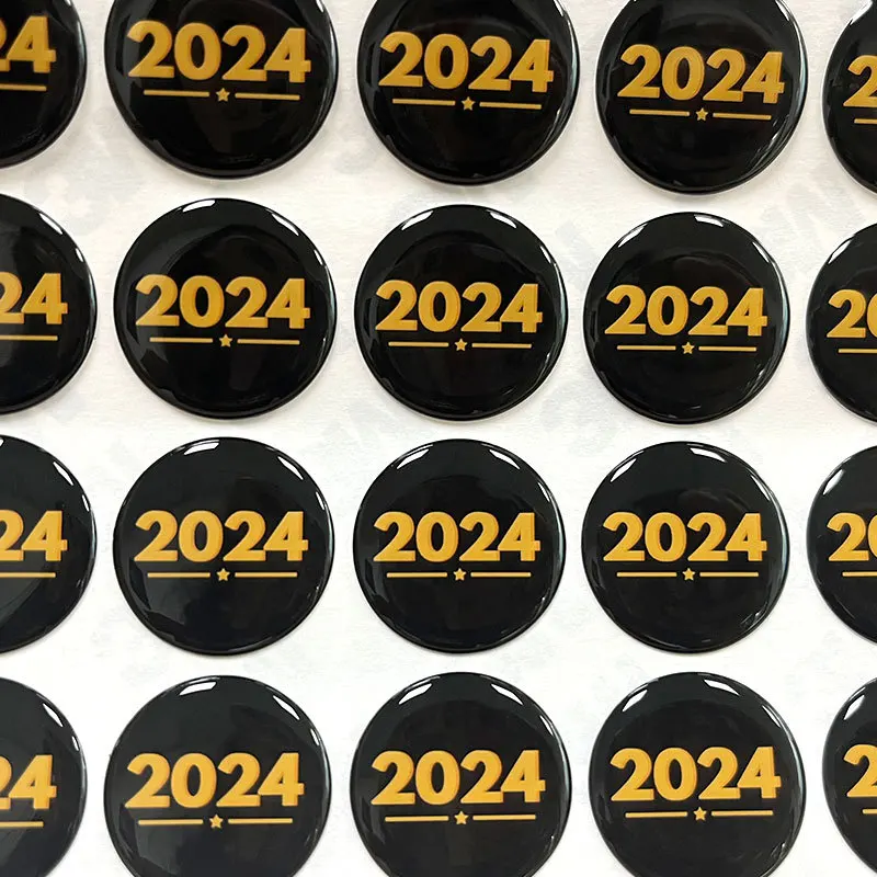 맞춤형 블랙 앤 골드 3D 투명 돔 레스틴 스티커 에폭시 방수 타원형 로고 장식 스티커