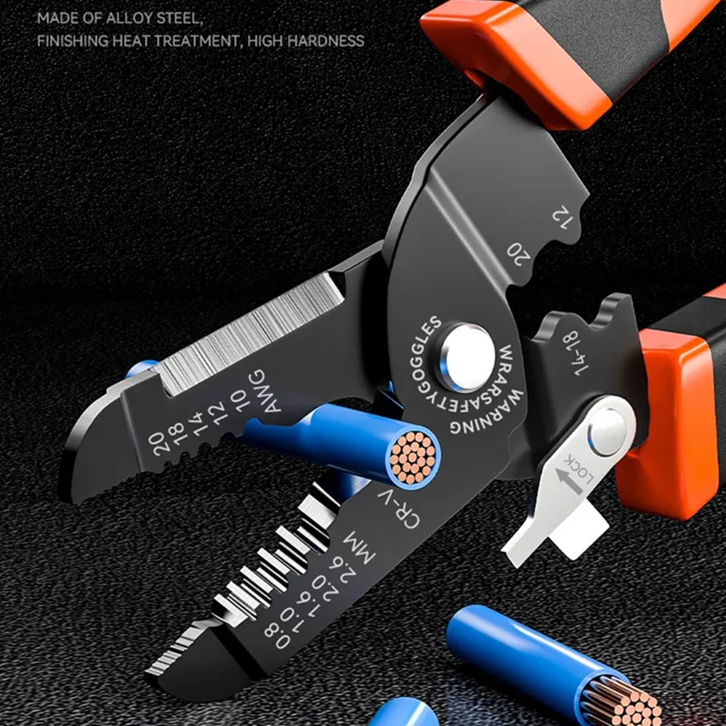 Wire Stripper & Crimper Tool Multi-Functional Electrician Wire Stripper & Crimper Tool Wire Stripping Cutting Pliers For Peeling & Network Cabling