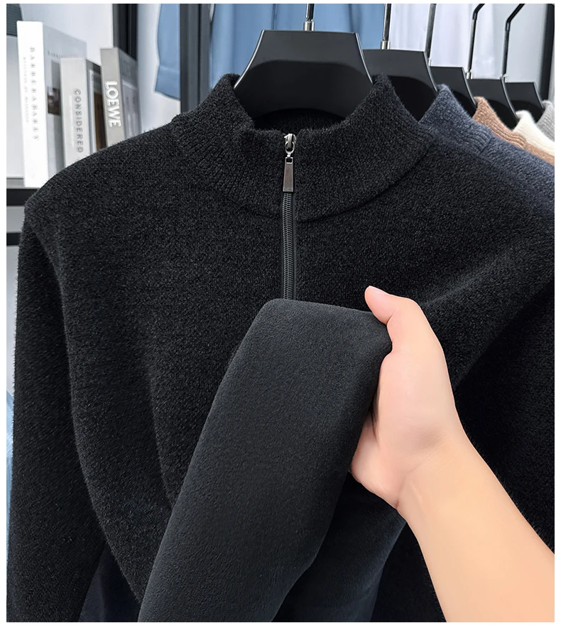 Hochwertiger Samt-Pullover mit Stehkragen und Reißverschluss für Herren Wintertrend Designer-Luxusmarke Paul-Stickerei warmer Strickpullover – Detail 18