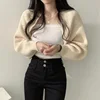 Women's Cardigans Knitted Long Sleeve Ultra Short Shawl Spring Autumn Sweater 2