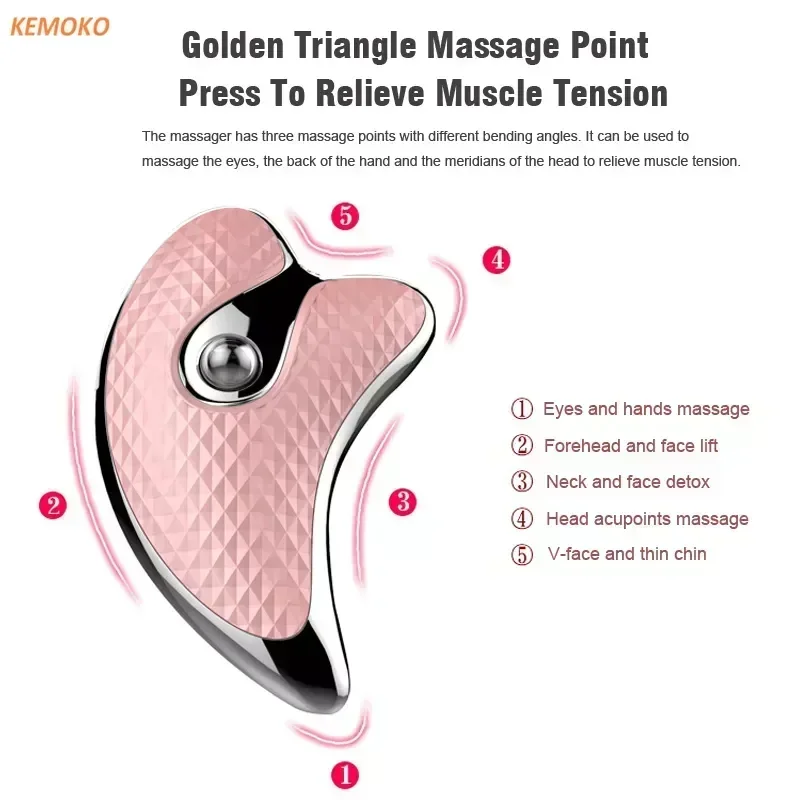 Microcurrent Electric Facial Gua Sha Massager Heated Vibration Face Scraping Tightening Wrinkles Double Chin Skin Face Lifting