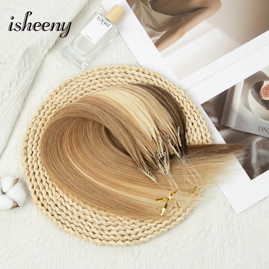 12 14 16 18 20 inches Loop Ring 8D Hair Extensions Silicon Nano Ring Human Hair Invisible 50pcs 30g/pack for Women