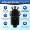 Disposals with Sound Reduction, Continuous Feed Food Waste Disposer for Kitchen Sink, Power Cord Included, Black, HR-7A-TL 6