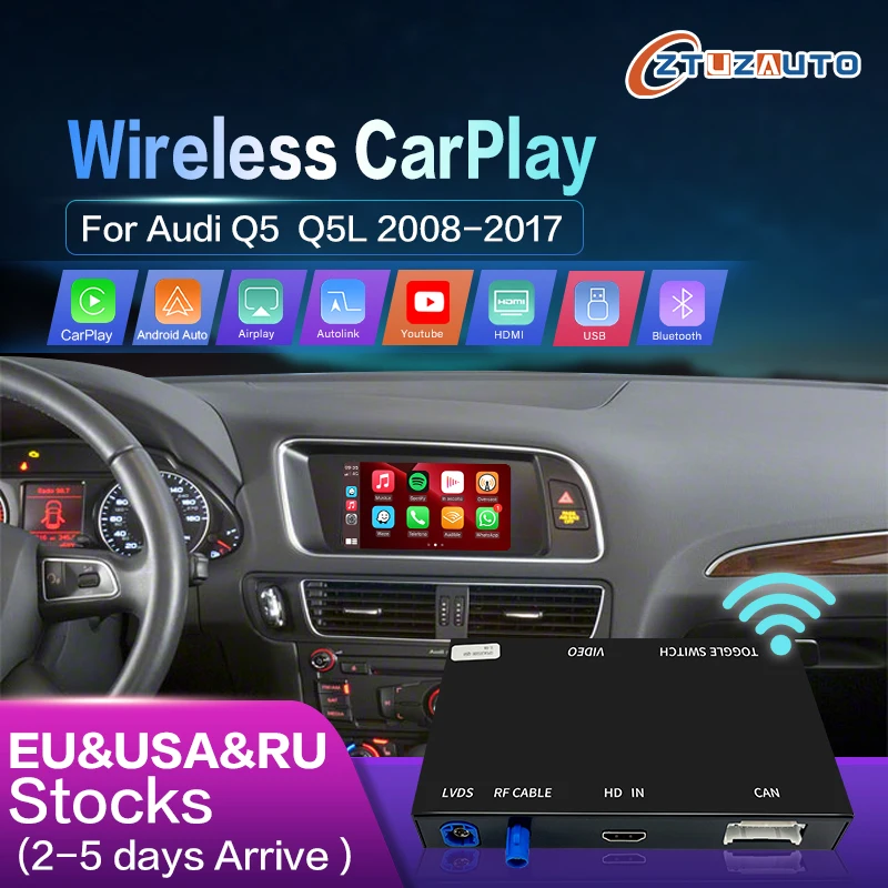 Audi Q5 2008 2017 için kablosuz Apple CarPlay Android oto arayüzü, ayna
