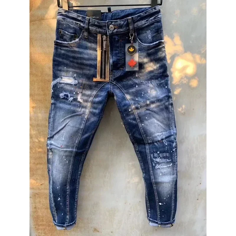

Hot Special Quality Dsq2 Italy Brand Zipper Mens Moto Biker Jeans Men Denim ICON Jeans Trousers Patchwork Pants for Mens Clothes