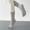 3 Pairs Mid-tube 5 Finger Grip Sport Socks Silicone Non-Slip Warm Floor Sock Black Fitness Training Dance Yoga Pilates Socks 5