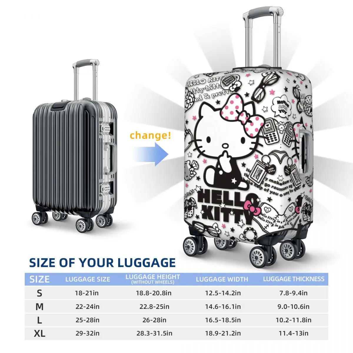 Fashion Hello Kitty Luggage Cover Protector Elastic Travel Suitcase Covers luggage cover