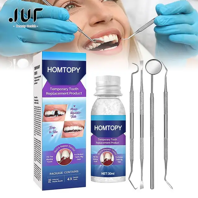 Moldable Teeth Repair Kit Temporary Dental Replacement Kit Thermal Beads For Filling Fix The Missing And Broken Tooth Artificial