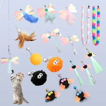 새로운 애완 동물 고양이 장난감 재미 있은 고양이 스틱 깃털 교체 머리 DIY 깃털 고양이 장난감 벨 교체 머리, 애완 동물 용품 고양이 장난감