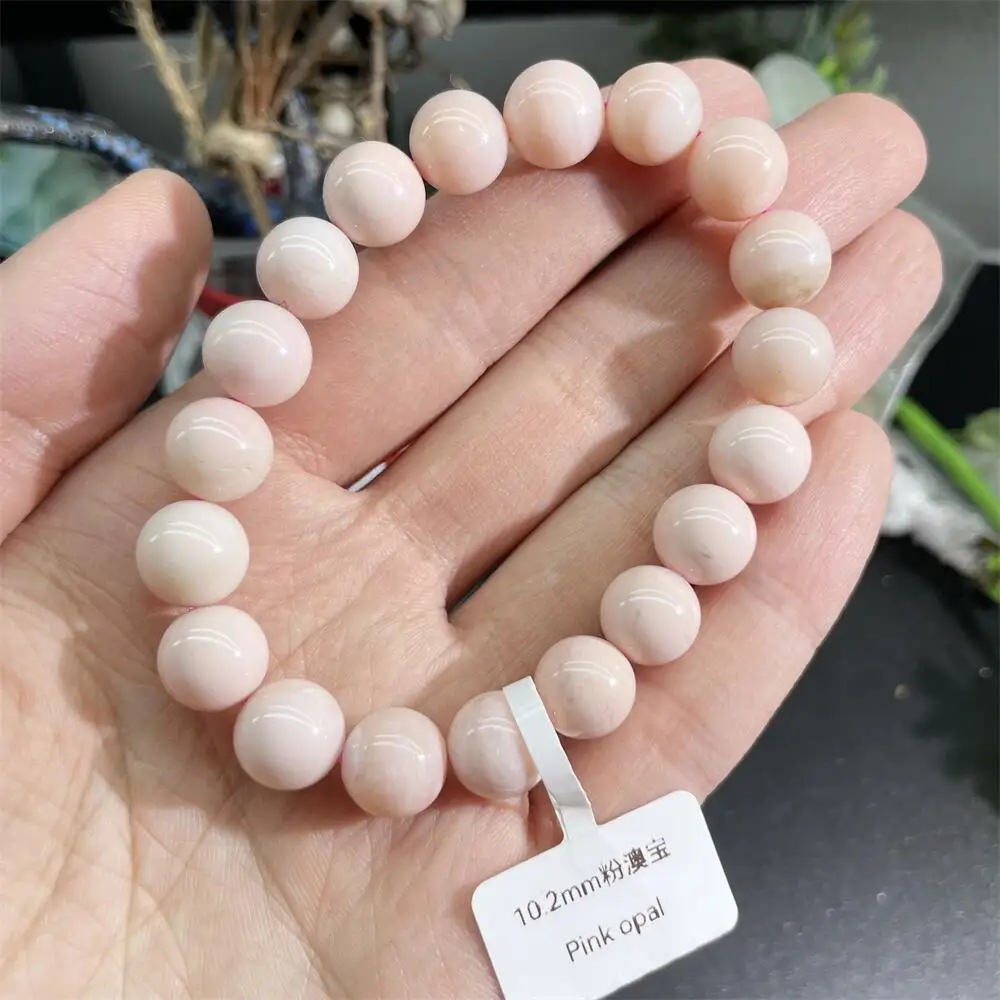 

10MM Natural Pink Opal Bracelet Round Bead Crystal Reiki Healing Stone Fashion Female Jewelry For Women Gift 1pcs