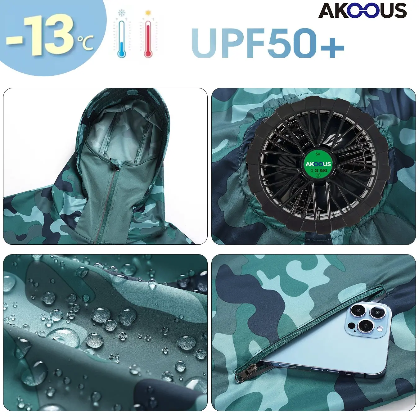 5V/12V USB 커플 UV 보호 자외선 차단 재킷 팬 냉각 통기성 방수 야외 낚시 스포츠 스킨 의류