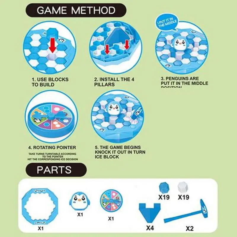Penguin Ice-Breaking Game ABS Hand-Eye Coordination Puzzle Challenge Portable Desktop Toy Parent-Child Interactive Board_voghion.com