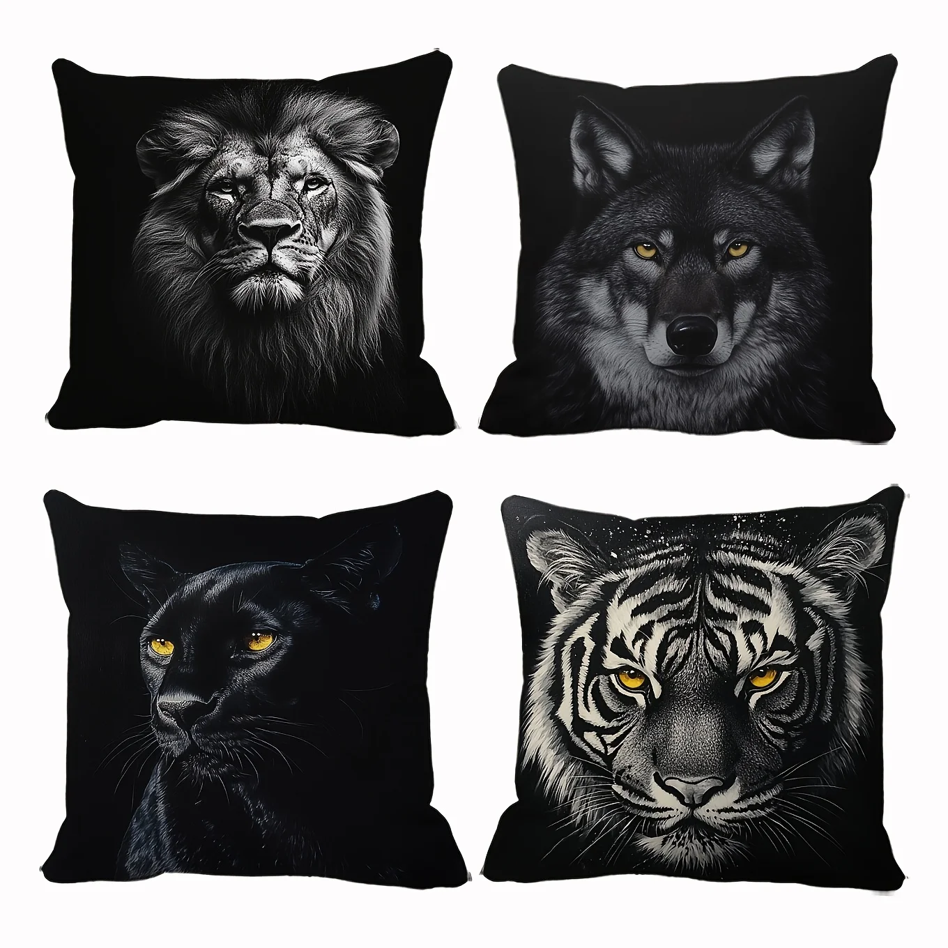 black-animal-pillowcase-wolf-tiger-lion-leopard-cushion-cover-decor