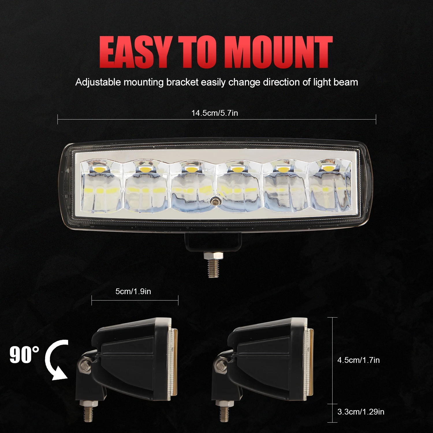 Auto LED Work Light Spotlights White 60w Led Light  Square Offroad 4X4 for 12V 2