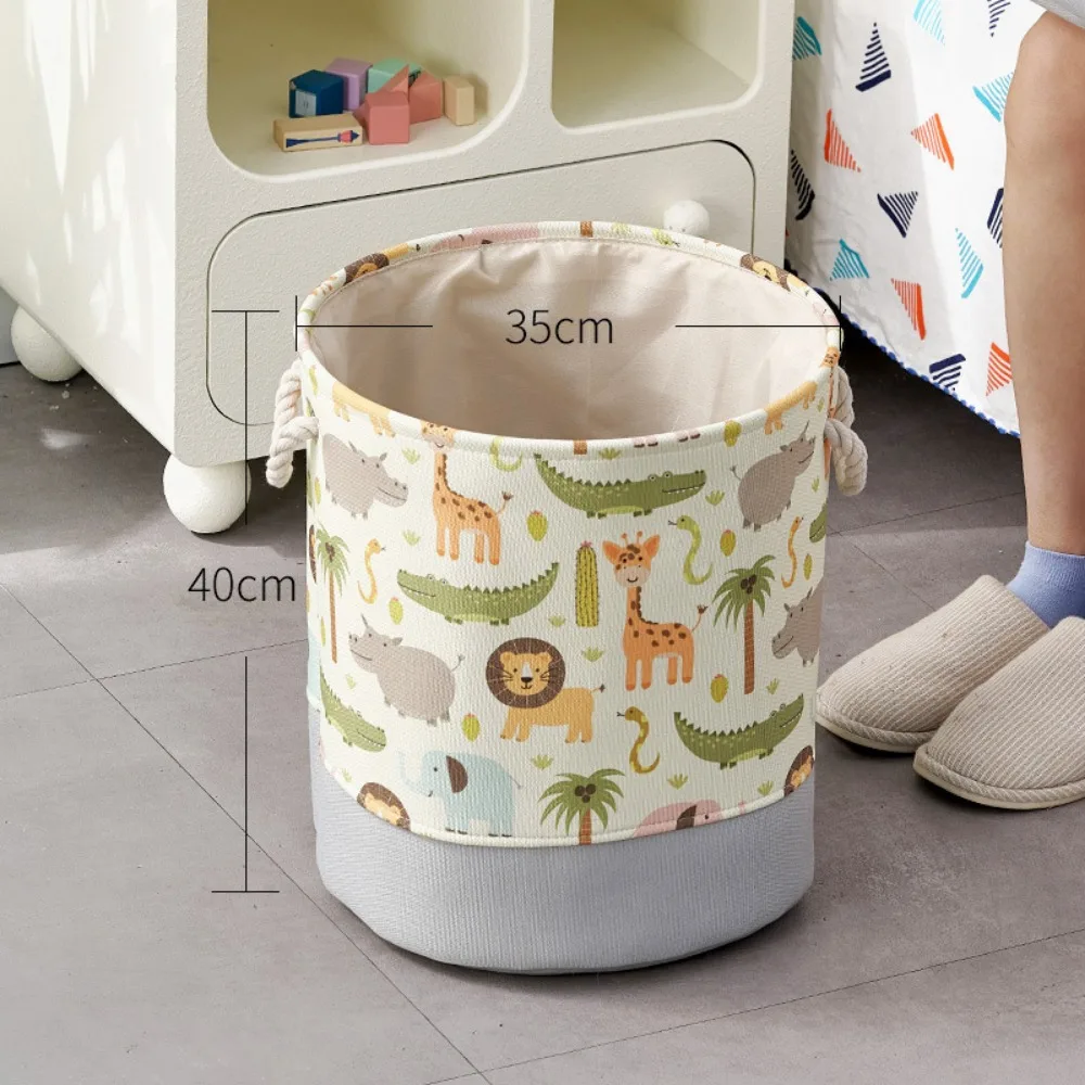 Toys Storage Basket Fabric Folding Large Capacity Storage Bags Cartoon Print Thickened Fabric Drawstring Clutter Storage Basket 6