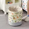Toys Storage Basket Fabric Folding Large Capacity Storage Bags Cartoon Print Thickened Fabric Drawstring Clutter Storage Basket 6