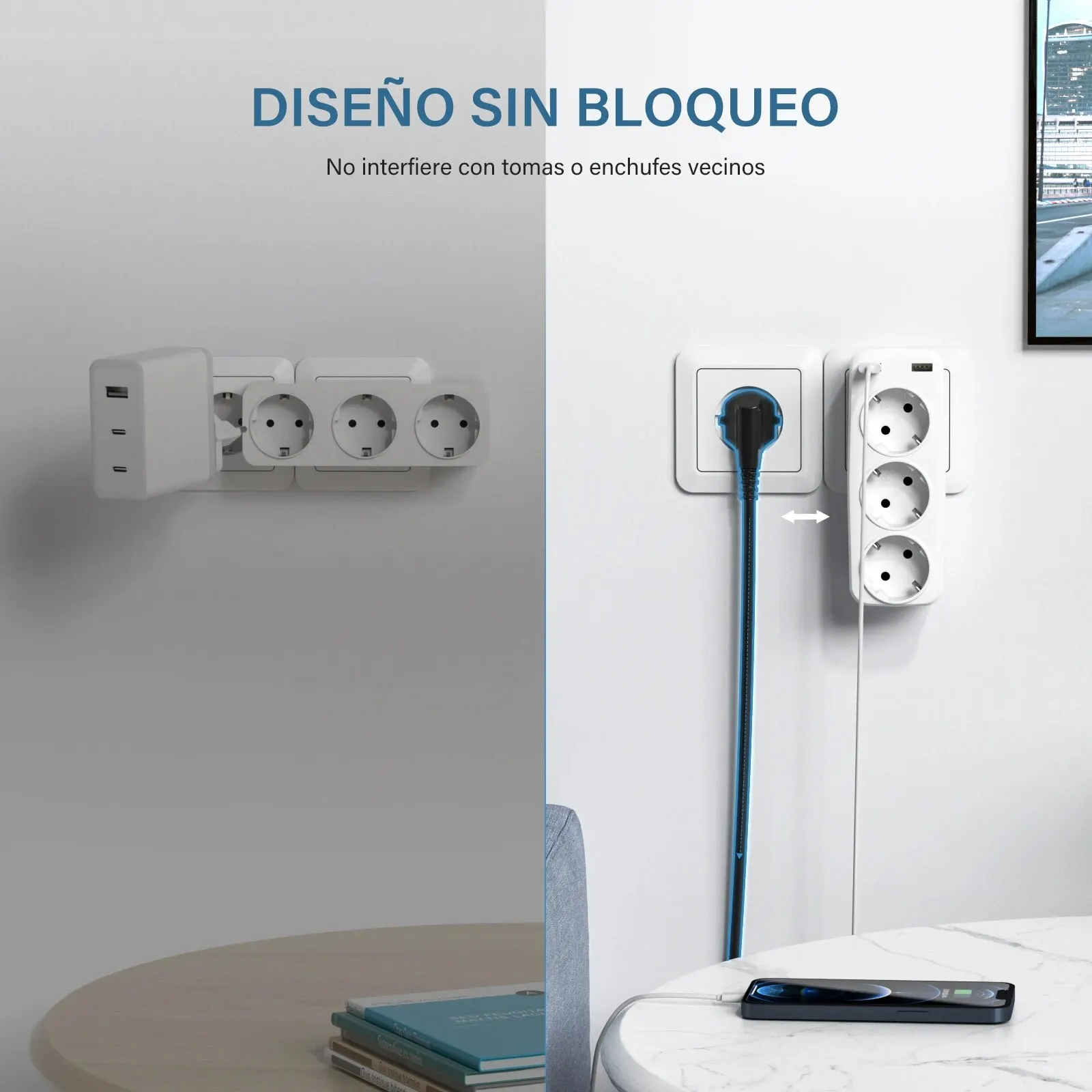 LENCENT EU Plug 5-in-1 Wall Socket Extender with 3 AC Outlet 2 USB 4000W 5V2.4A Wall Charger for Home/Office BEST SELLERS