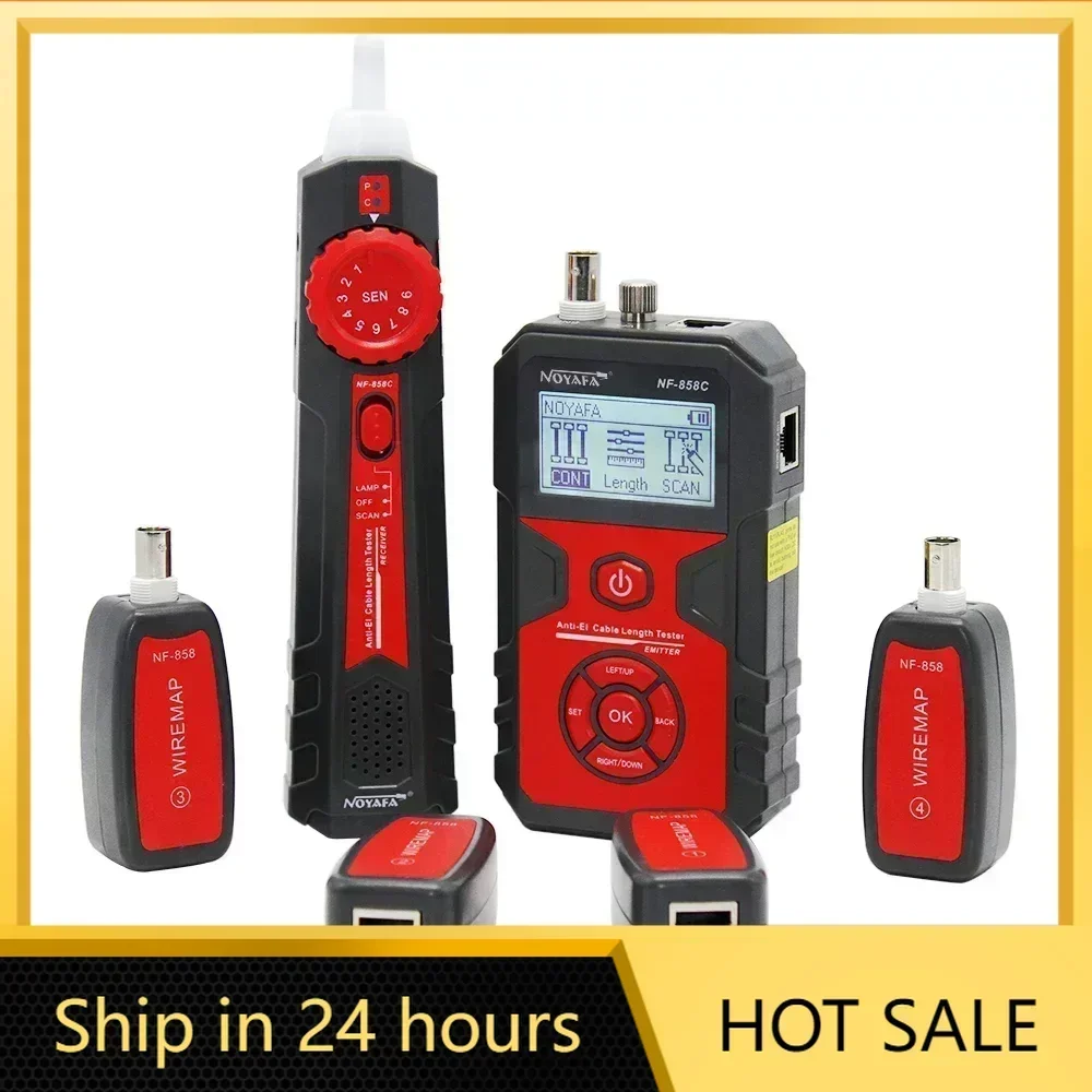 ZHOUCE NF-858C Network Cable Tester Portable Cat 5 Cat 6 RJ11 BNC Cable Finder Measuring Length and Breakpoints with Light