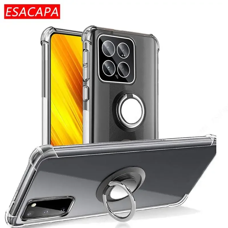 Magnetic Ring Stand Holder Transparent Soft TPU Shockproof Phone Case