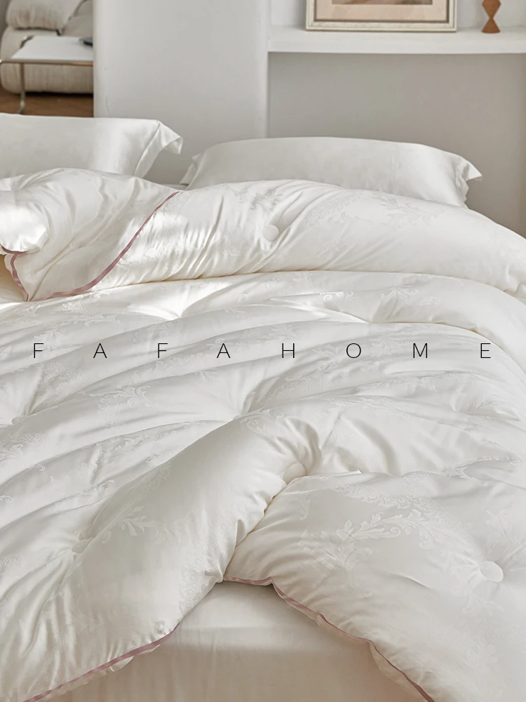 FAHOME20 멀베리 실크 이불 텐셀 코튼 사계절용 두꺼운 따뜻한 부드러운 피부 친화적인 긴섬유 실크 혼방