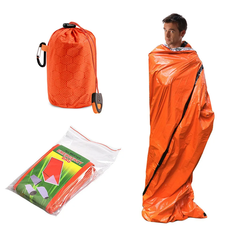 Outdoor Emergency Sleeping Bag PE Aluminum Film Warm Windproof Waterproof Portable for Camping Hiking