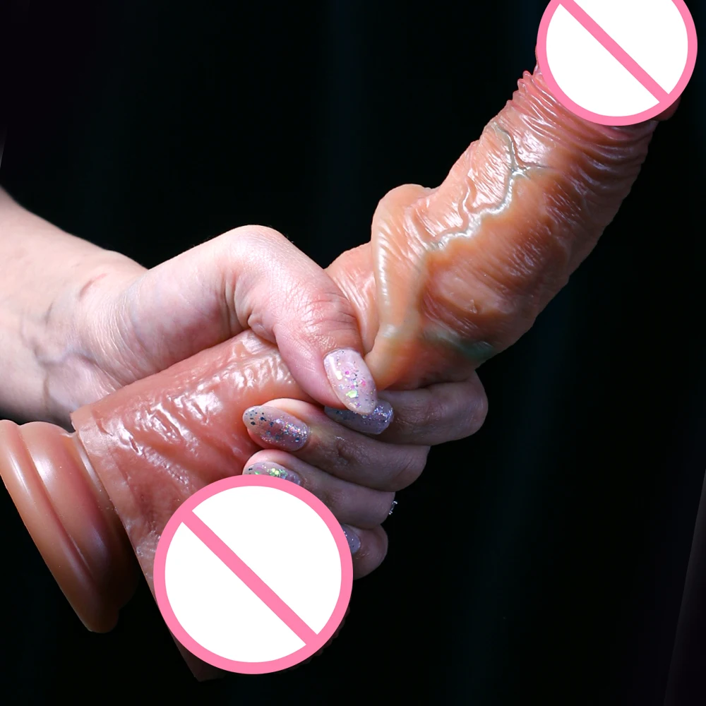 Realistic Pushing Dildos for Women Lesbian Sex Toys Realistic Skin Sliding Foreskin Testicles Dildo for Anal Big Dick Penis Sex Toys