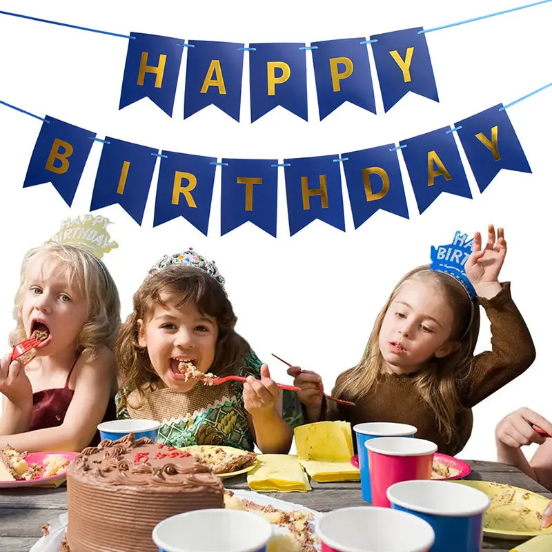 Cartone Rosa Bianco Compleanno Striscioni Bandiera 1 O 12 Anni Ragazze Ragazzi Baby Shower Party Anniversaire Decorazione Di Buon Compleanno