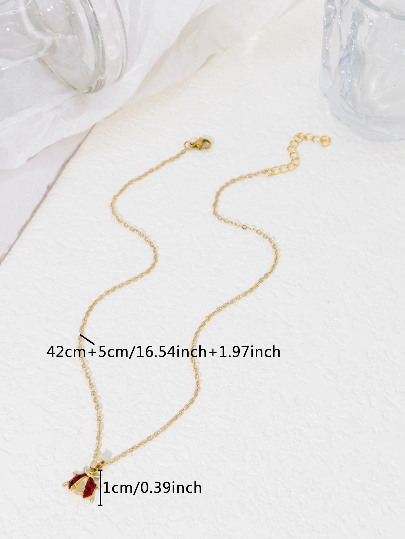 Ladybug Pendant Necklace Copper Charm for Women