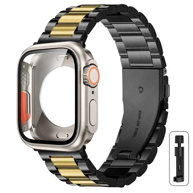 Premium Stainless Steel Watch Strap with Ultra Protective Case