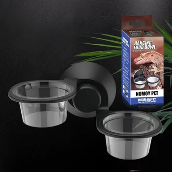 Ciotola 2-in-1 con Ventosa per Rettili, Supporto Doppio per Cibo e Acqua per Geco Crestato, Camaleonte, Lucertola, Terrario