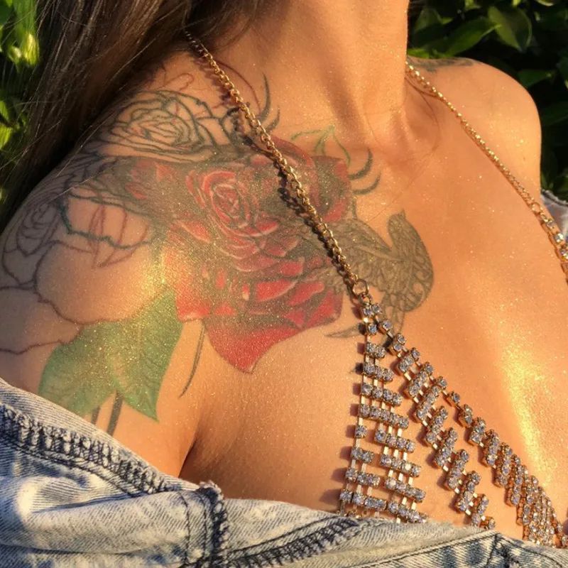 

Simplicity Shiny Bras Sexy Body Jewelry Crystal Bikini Young Woman Fashion Accessories Rhinestone Geometric Copper Beach Party