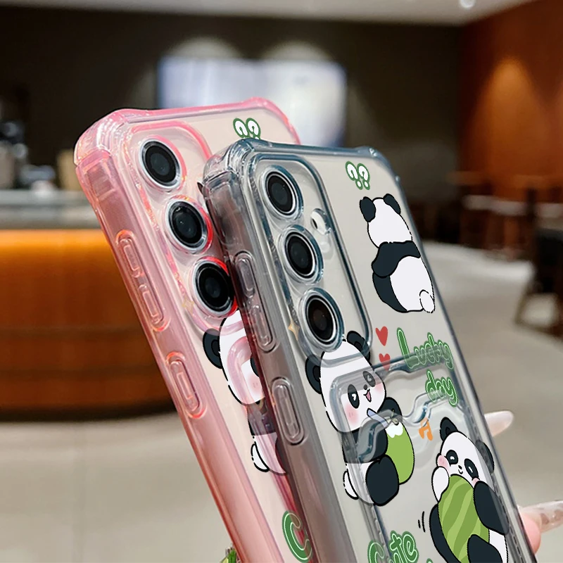 Cute Panda Clear Card Holder Phone Case Cover