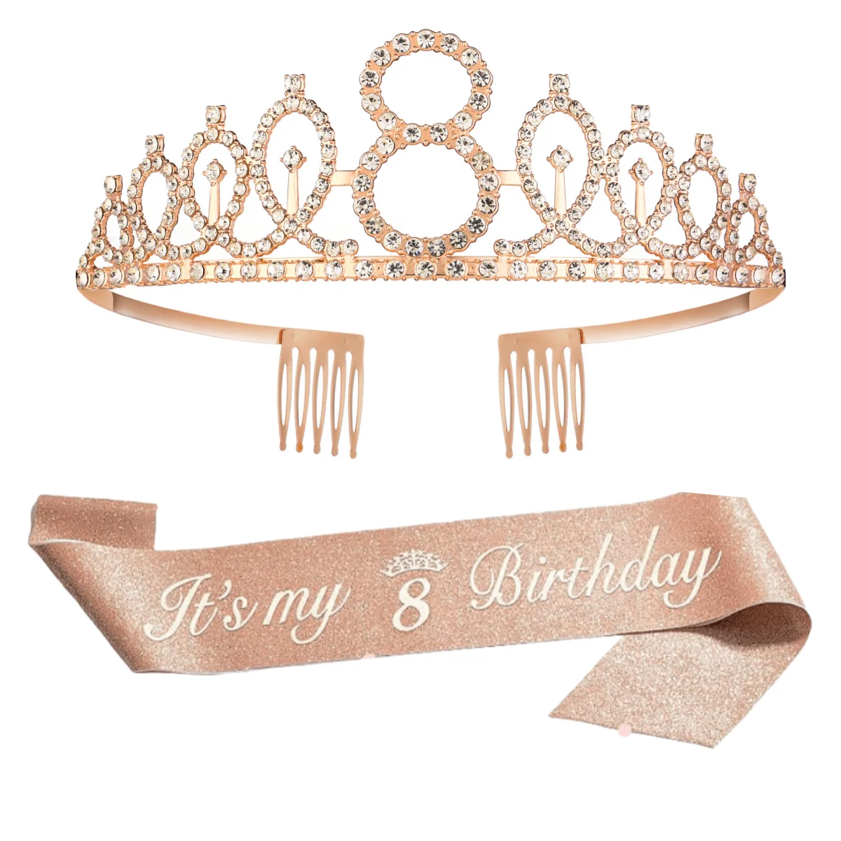 Elegant Birthday Tiara Crown and Sash for Women and Girls - Celebration Party Decorations & Gifts