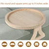 Natural Pine Wood Sofa Side Tables Round Portable and Foldable Sofa Armrest Clip-On Tray Waterproof Sofa Couch Arm Rest 6