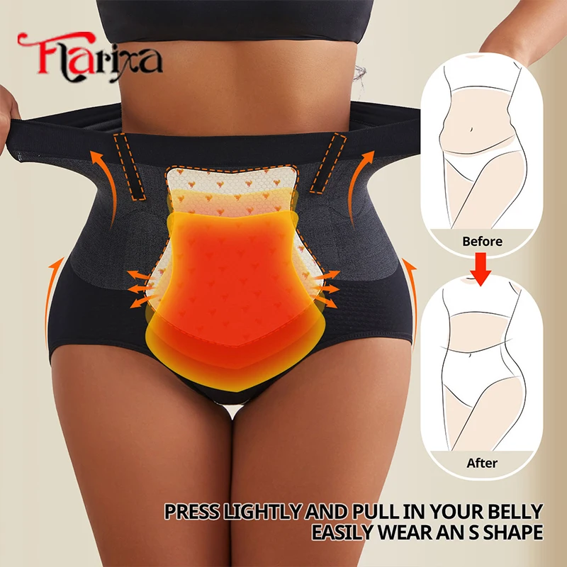 Flarixa Seamless Tummy Control Panties Women High Waist Briefs Thermal Fat Burning Underwear Slimming Belly Shaper Hip Lift Pant 4