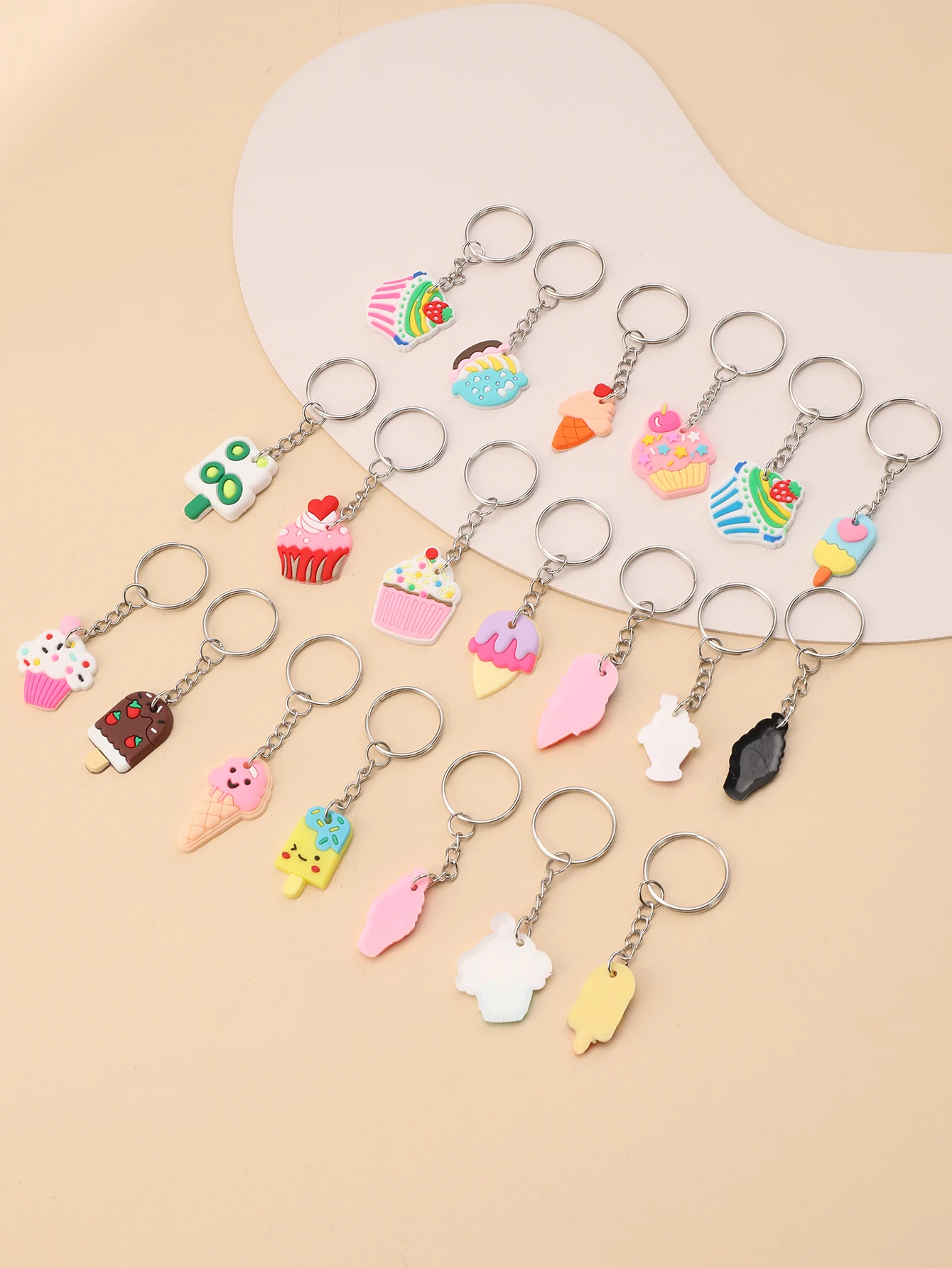 Pvc Ice Cream Keychain, Cute Cartoon Key Rings Party Favor Gift