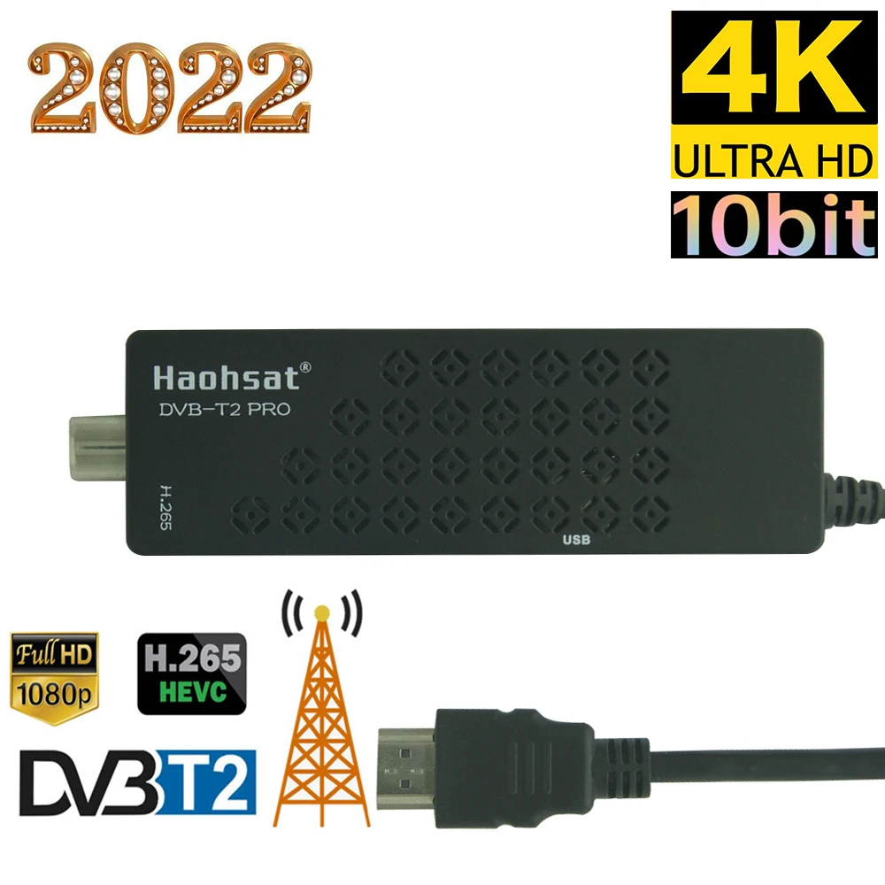 Haohsat HD Digital DVB T2PRO TV Receiver Support H.265 1080P Terrestrial Receiver Support WIFI DVB C Tuner HEVC 10Bit TV Stick new tv sticks