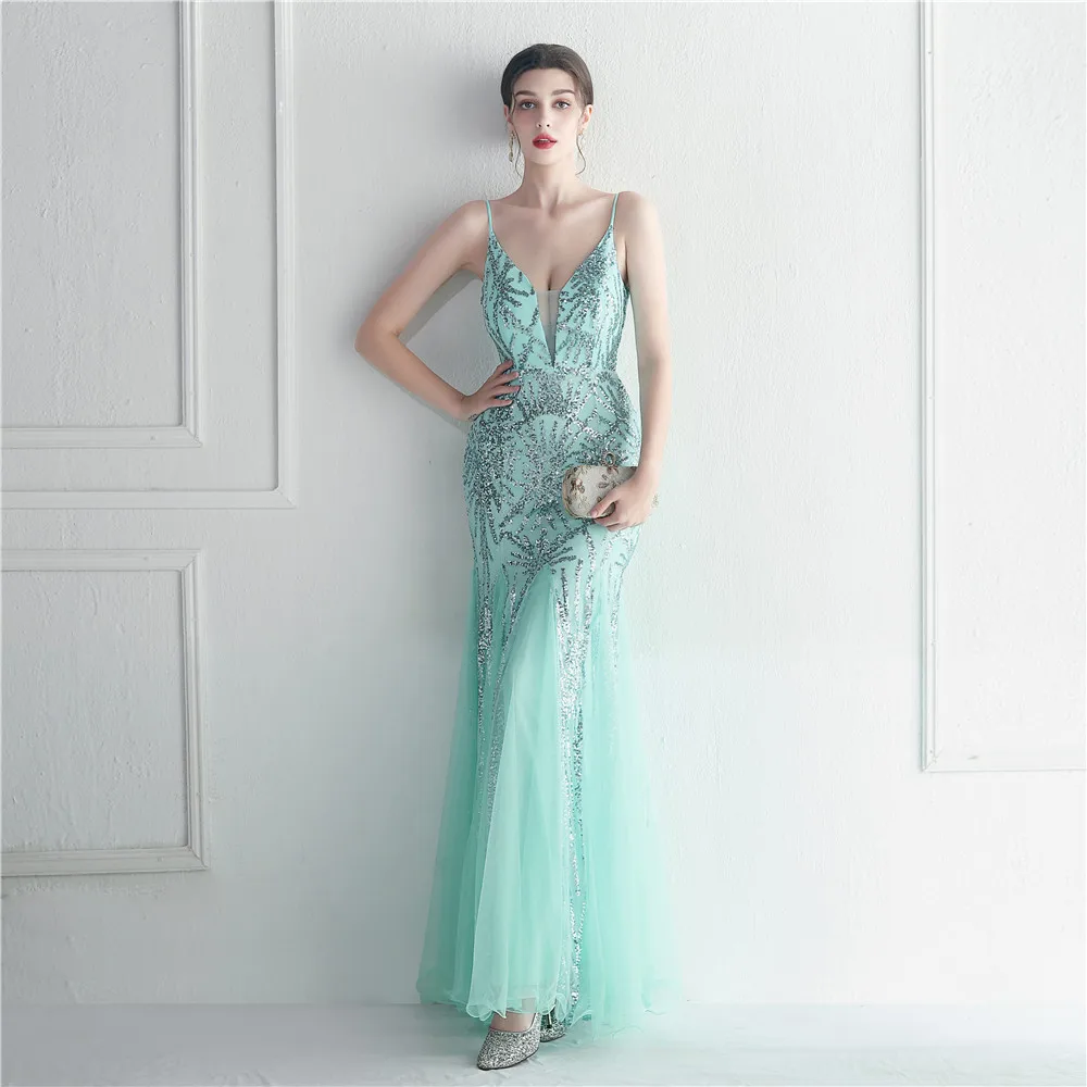 

DSP сексуальное вечернее платье с открытой спиной длинное платье с юбкой-годе с V-образным вырезом Вечерние платья для женщин 2023