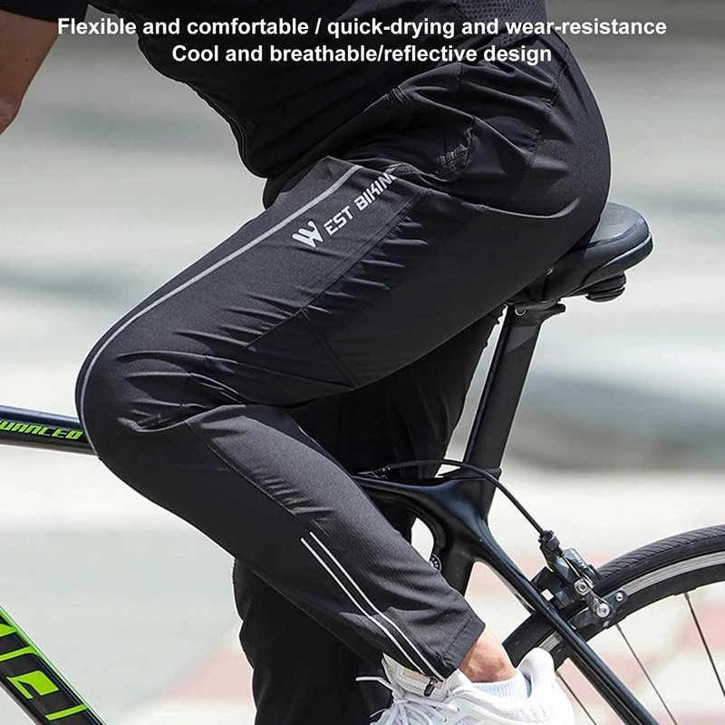 WEST BIKING Light Comfortable Bike Cycling Pants Spring Summer Breathable  Hight Elasticity Sports Pants Reflective Trousers