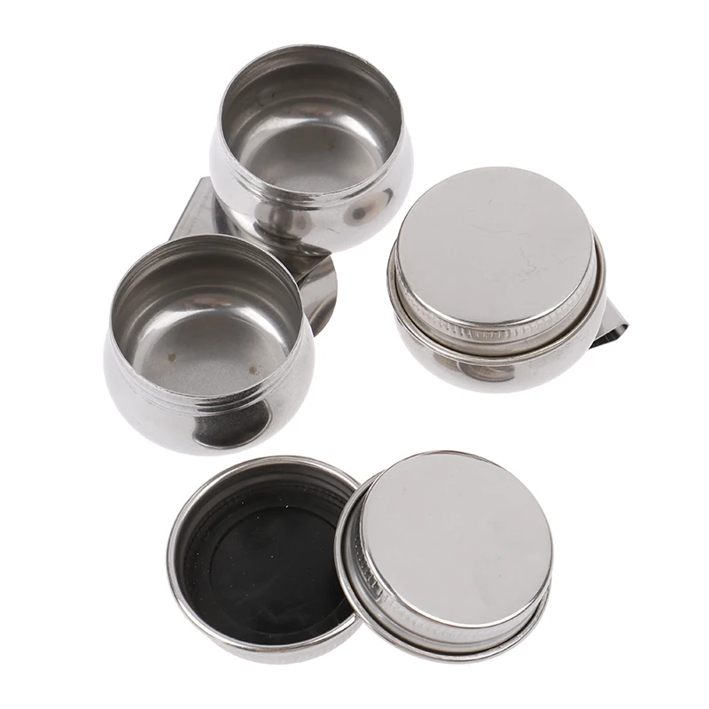 Stainless Steel Drum Painting Palette Oil Paint Pot Single Double Hole Dipper Easy Clean Drawing Tools Art Painting Supplies color palette paint pots