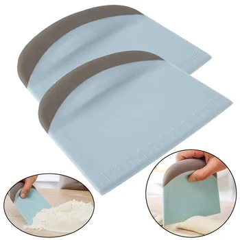 1/2pcs Dough Scraper Bowl Plastic Dough Cutter & Baking Scraper with Double Scale Multipurpose Food Scrappers with Soft Handle 1