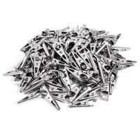 100PCS 1.06IN / 27mm Mini Metal Alligator Clips, Silver Tone Nickel Plated Test Line Spring . 2